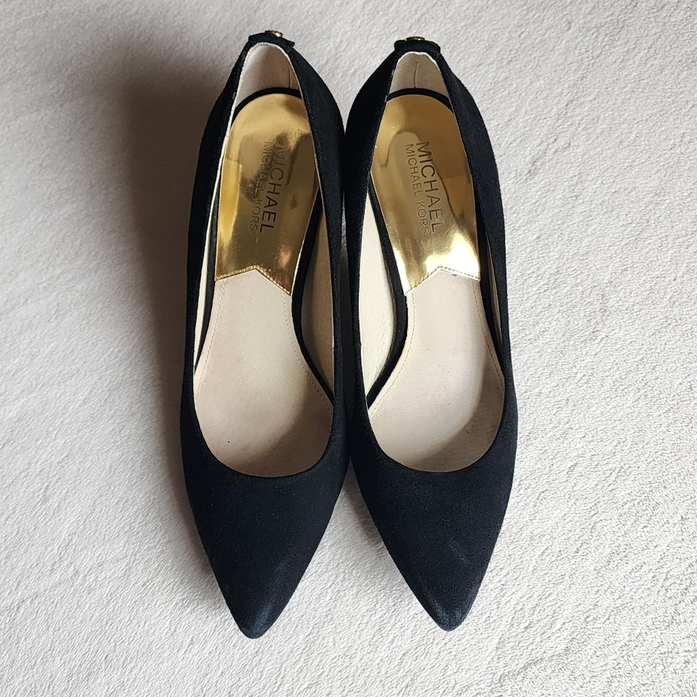 Michael by Michael Kors Dress Pumps Black Suede 2-inch Stiletto Heels Size 7.5